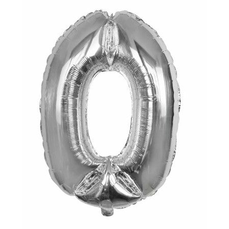 Balon din folie metalizata, Balon aniversar, 40 cm, Silver, Cifra 0-0