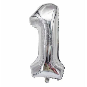 Balon din folie metalizata, Balon aniversar, 40 cm, Silver, Cifra 1-0