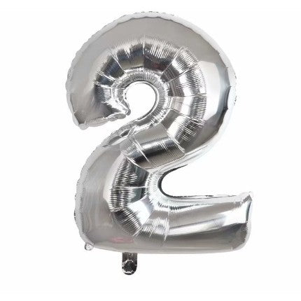Balon din folie metalizata, Balon aniversar, 40 cm, Silver, Cifra 2-0