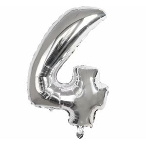 Balon din folie metalizata, Balon aniversar, 40 cm, Silver, Cifra 4-0