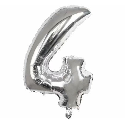 Balon din folie metalizata, Balon aniversar, 40 cm, Silver, Cifra 4-0
