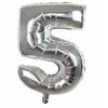 Balon din folie metalizata, Flippy, Balon aniversar, 40 cm, Silver, Ambalaj Individual, Pai Inclus, Cifra 5-0