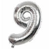 Balon din folie metalizata, Flippy, Balon aniversar, 40 cm, Silver, Ambalaj Individual, Pai Inclus, Cifra 9-0