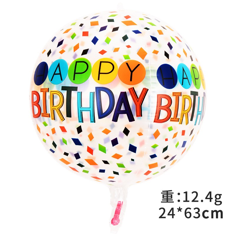 Balon din folie metalizata, Balon aniversar 4D, Model Happy Birthday, 63x24 cm, Alb-multicolor-0