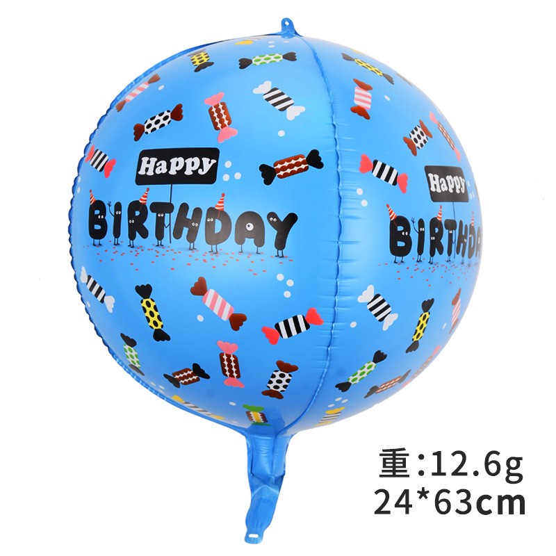 Balon din folie metalizata, Balon aniversar 4D, Model Happy Birthday, 63x24 cm, Albastru-0