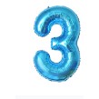 Balon din folie metalizata, Balon aniversar, 80 cm, Albastru, Cifra 3-0