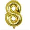 Balon din folie metalizata, Balon aniversar, 80 cm, Auriu, Cifra 8-0