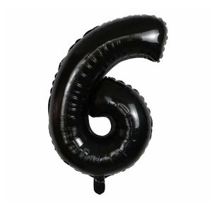 Balon din folie metalizata, Balon aniversar, 80 cm, Negru, Cifra 6-0