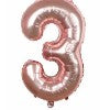 Balon din folie metalizata, Balon aniversar, 80 cm, Rose, Cifra 3-0