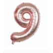 Balon din folie metalizata, Balon aniversar, 80 cm, Rose, Cifra 9-0
