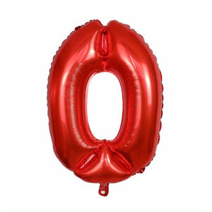 Balon din folie metalizata, Balon aniversar, 80 cm, Rosu, Cifra 0-0