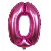 Balon din folie metalizata, Balon aniversar, 80 cm, Roz, Cifra 0-0