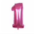Balon din folie metalizata, Flippy, Balon aniversar, 80 cm, Roz, Ambalaj Individual, Pai inclus, Cifra 1-0