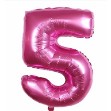 Balon din folie metalizata, Balon aniversar, 80 cm, Roz, Cifra 5-0