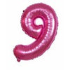 Balon din folie metalizata, Balon aniversar, 80 cm, Roz, Cifra 9-0