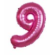 Balon din folie metalizata, Balon aniversar, 80 cm, Roz, Cifra 9-0