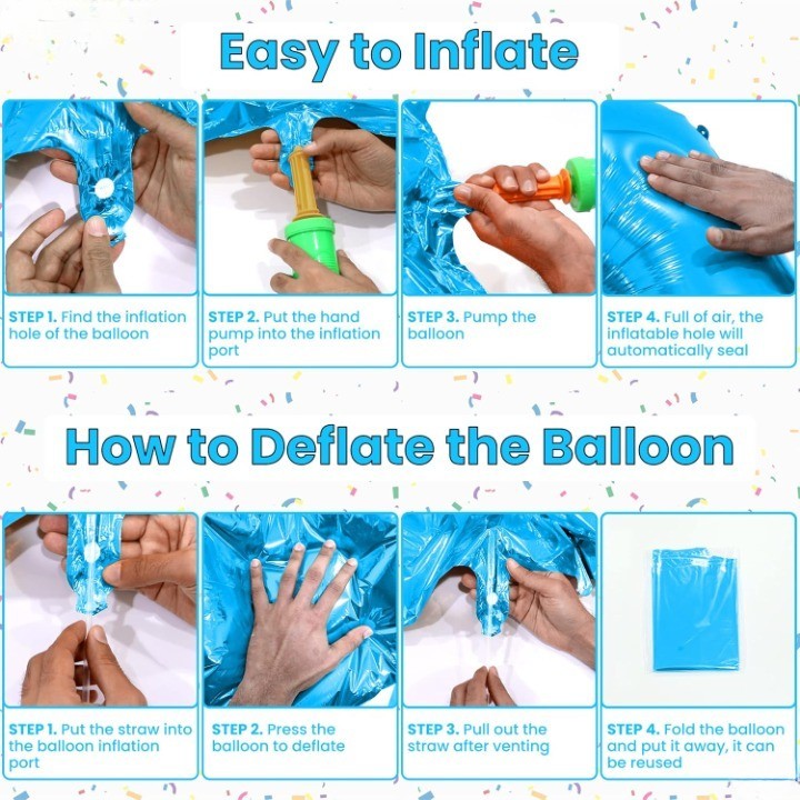 Balon din Folie Metalizata, Flippy, Figurina Cifra, Tema Aniversare 100 cm, Ambalaj Individual, Pai inclus, Umflare cu Aer sau Heliu, Albastru, Cifra 3-8