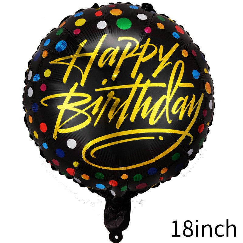 Balon din folie metalizata, Balon aniversar, Model Happy Birthday 3, 45 cm, Multicolor-0