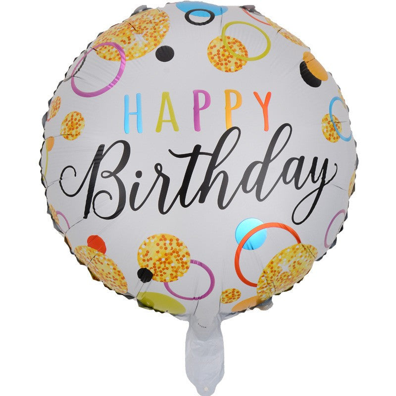 Balon din folie metalizata, Balon aniversar, Model Happy Birthday 6, 45 cm, Multicolor-0