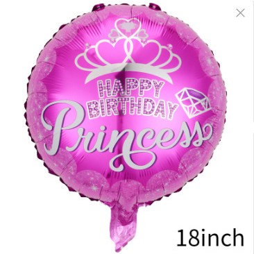 Balon din folie metalizata, Balon aniversar, Model Happy Birthday Princess, 45 cm, Multicolor-0