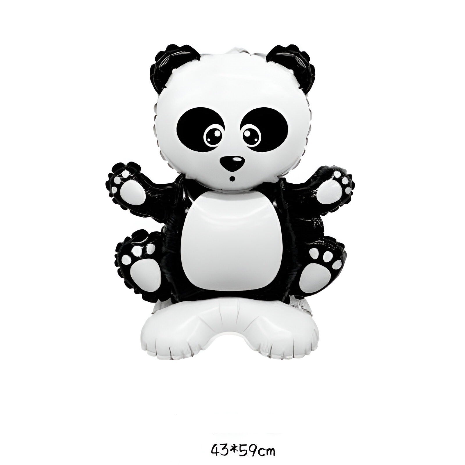 Balon din Folie Metalizata, Flippy, Figurine Animăluțe, Model Panda, 43x59cm, Ambalaj Individual, Pai Inclus, Alb Negru-1