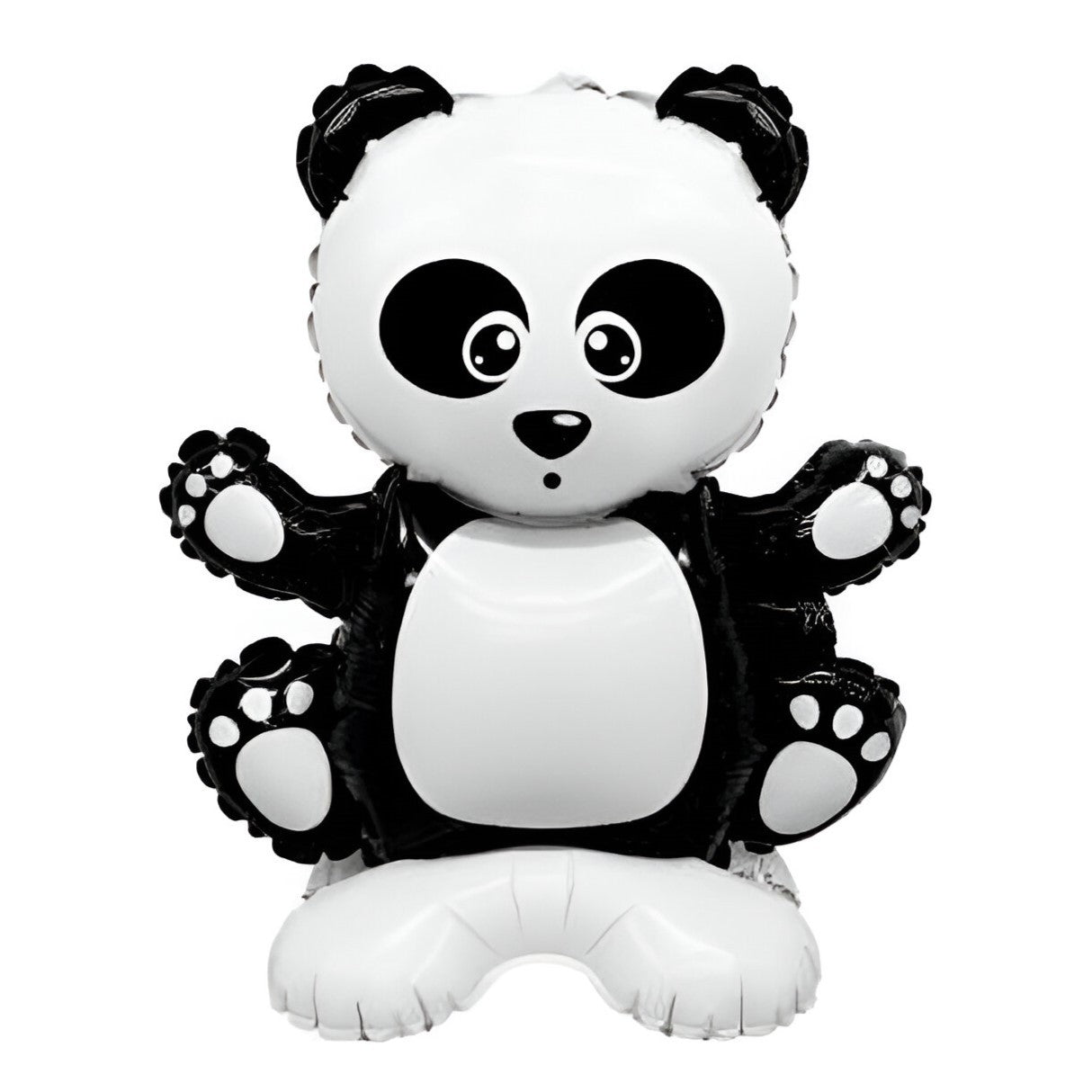 Balon din Folie Metalizata, Flippy, Figurine Animăluțe, Model Panda, 43x59cm, Ambalaj Individual, Pai Inclus, Alb Negru-0