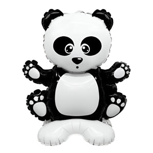 Balon din Folie Metalizata, Flippy, Figurine Animăluțe, Model Panda, 43x59cm, Ambalaj Individual, Pai Inclus, Alb Negru-0