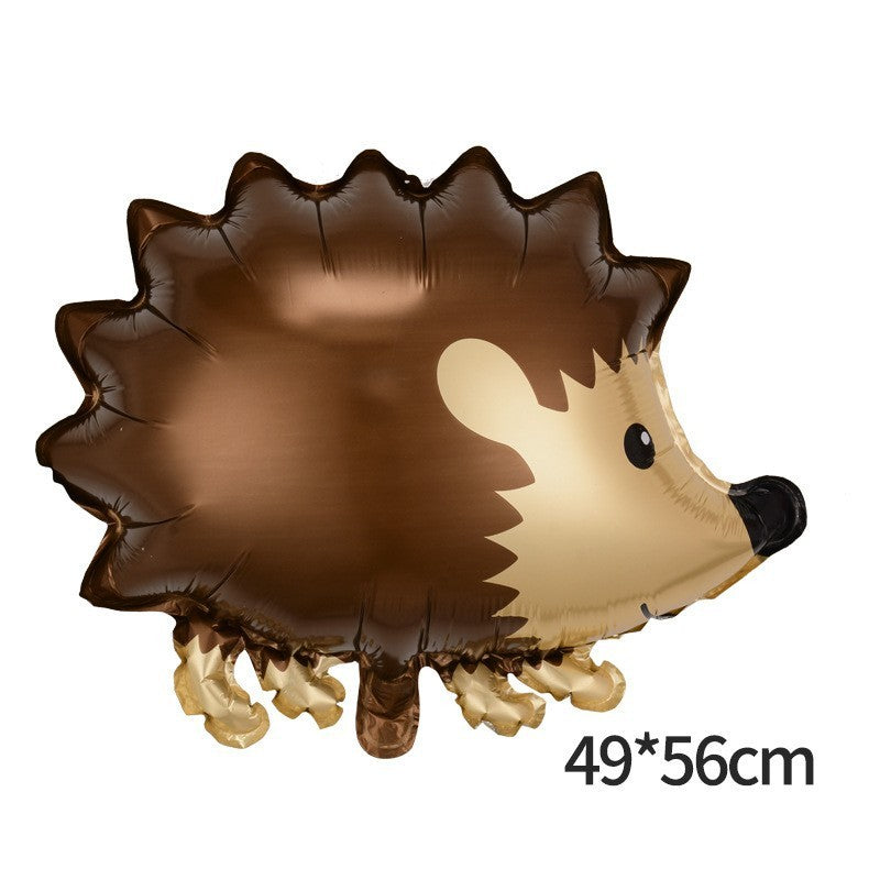 Balon din Folie Metalizata, Flippy, Figurine Animalute, Model Arici, 49x56 cm, Ambalaj Individual, Pai Inclus, Maro-1