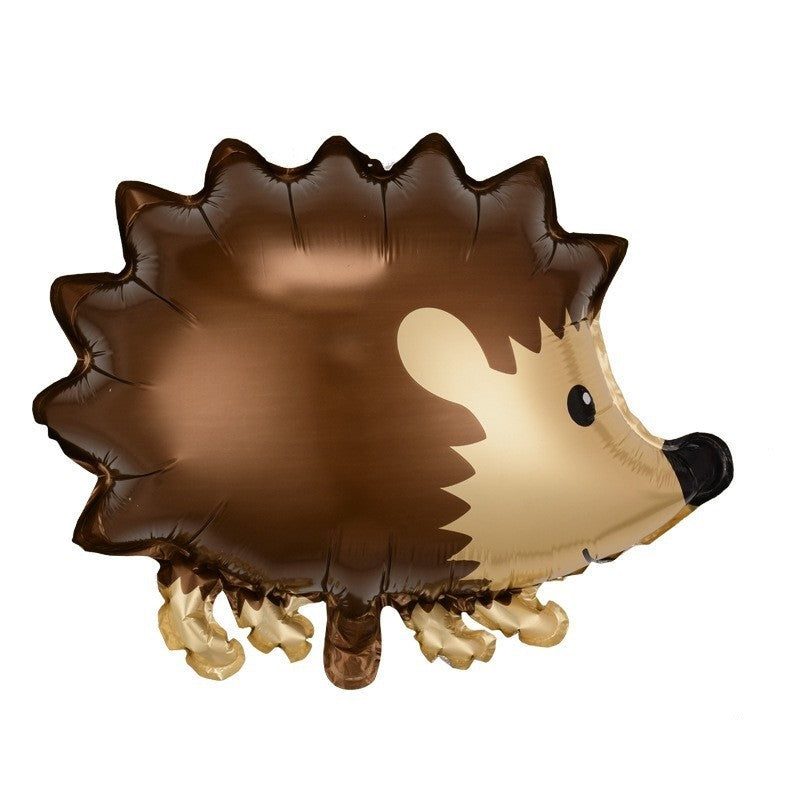 Balon din Folie Metalizata, Flippy, Figurine Animalute, Model Arici, 49x56 cm, Ambalaj Individual, Pai Inclus, Maro-0