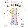 Balon din folie metalizata, Flippy, Balon aniversar, 100 cm, Tematica Dulciuri, Ambalaj Individual, Pai inclus, Cifra 1-0