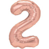Balon din folie metalizata, Flippy, Balon aniversar, 80 cm, Rose, Ambalaj Individual, Pai inclus, Cifra 2-0