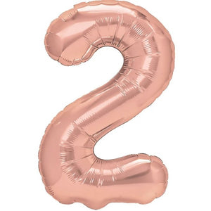 Balon din folie metalizata, Flippy, Balon aniversar, 80 cm, Rose, Ambalaj Individual, Pai inclus, Cifra 2-0