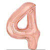 Balon din folie metalizata, Flippy, Balon aniversar, 80 cm, Rose, Ambalaj Individual, Pai inclus, Cifra 4-0