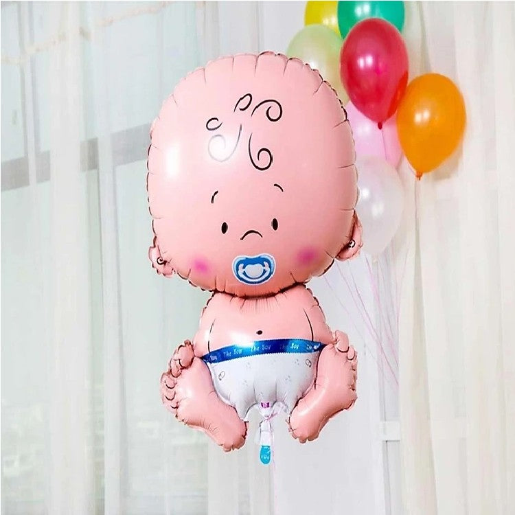 Balon din Folie Metalizata, Flippy, Figurina Baietel, Tema Botez, 73x48 cm, Ambalaj Individual, Pai Inclus, Umflare cu Aer sau Heliu, Albastru-2