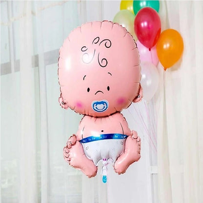 Balon din Folie Metalizata, Flippy, Figurina Baietel, Tema Botez, 73x48 cm, Ambalaj Individual, Pai Inclus, Umflare cu Aer sau Heliu, Albastru-2