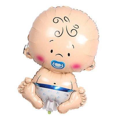 Balon din Folie Metalizata, Flippy, Figurina Baietel, Tema Botez, 73x48 cm, Ambalaj Individual, Pai Inclus, Umflare cu Aer sau Heliu, Albastru-3