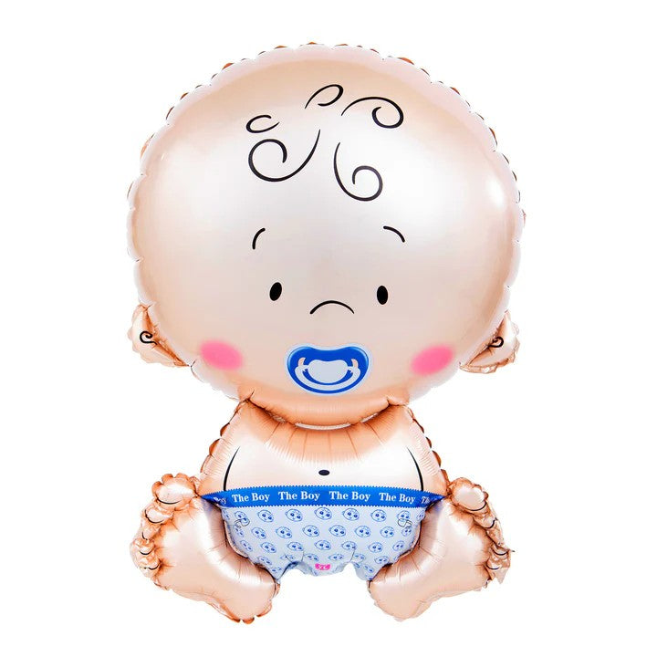 Balon din Folie Metalizata, Flippy, Figurina Baietel, Tema Botez, 73x48 cm, Ambalaj Individual, Pai Inclus, Umflare cu Aer sau Heliu, Albastru-4