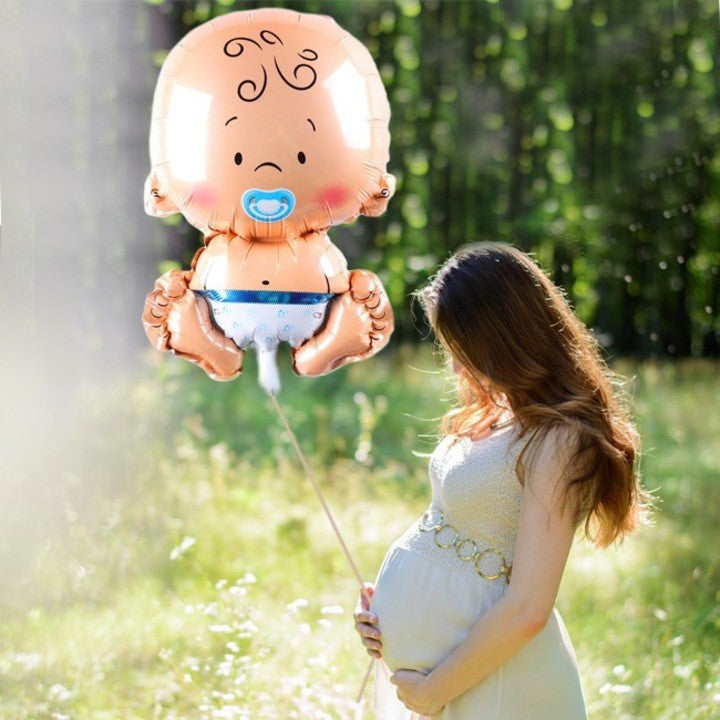 Balon din Folie Metalizata, Flippy, Figurina Baietel, Tema Botez, 73x48 cm, Ambalaj Individual, Pai Inclus, Umflare cu Aer sau Heliu, Albastru-5