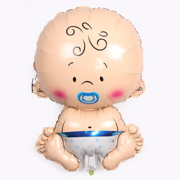 Balon din Folie Metalizata, Flippy, Figurina Baietel, Tema Botez, 73x48 cm, Ambalaj Individual, Pai Inclus, Umflare cu Aer sau Heliu, Albastru-6