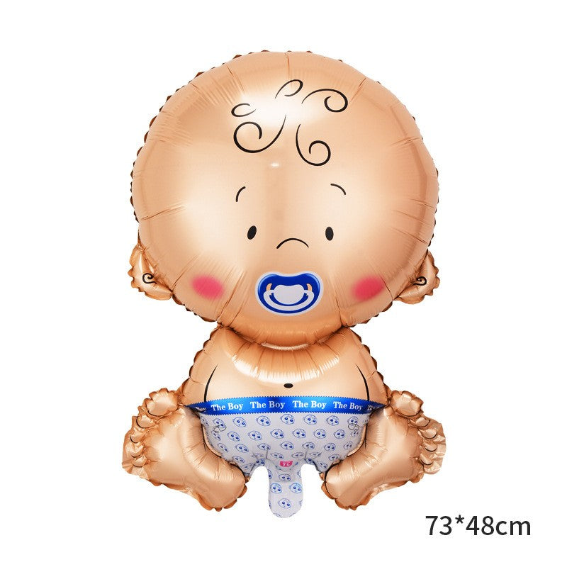 Balon din Folie Metalizata, Flippy, Figurina Baietel, Tema Botez, 73x48 cm, Ambalaj Individual, Pai Inclus, Umflare cu Aer sau Heliu, Albastru-1