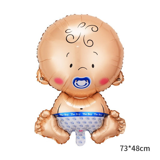 Balon din Folie Metalizata, Flippy, Figurina Baietel, Tema Botez, 73x48 cm, Ambalaj Individual, Pai Inclus, Umflare cu Aer sau Heliu, Albastru-1