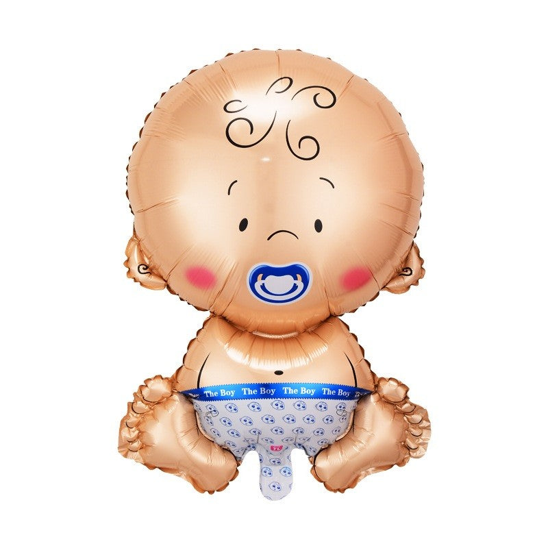 Balon din Folie Metalizata, Flippy, Figurina Baietel, Tema Botez, 73x48 cm, Ambalaj Individual, Pai Inclus, Umflare cu Aer sau Heliu, Albastru-0