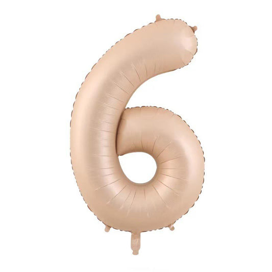 Balon din Folie Metalizata, Flippy, Figurina Cifra, Model 6, Tema Aniversare 100 cm, Ambalaj Individual, Pai Inclus, Umflare cu Aer sau Heliu, Crem-0