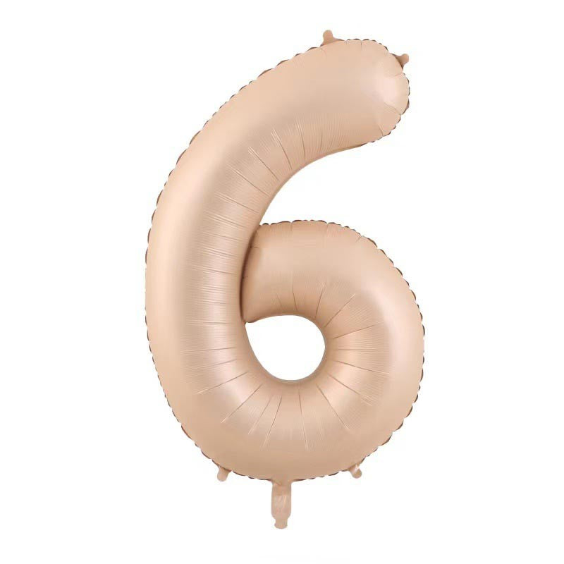 Balon din Folie Metalizata, Flippy, Figurina Cifra, Model 6, Tema Aniversare 100 cm, Ambalaj Individual, Pai Inclus, Umflare cu Aer sau Heliu, Crem-0