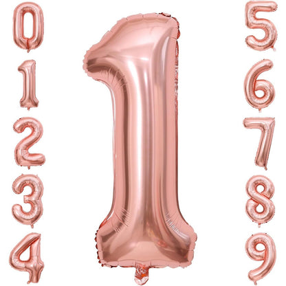 Balon din Folie Metalizata Flippy, Figurina Cifra, Tema Aniversare 100 cm, Ambalaj Individual, Pai inclus, Umflare cu Aer sau Heliu, Coral, Rose, Cifra 1-1