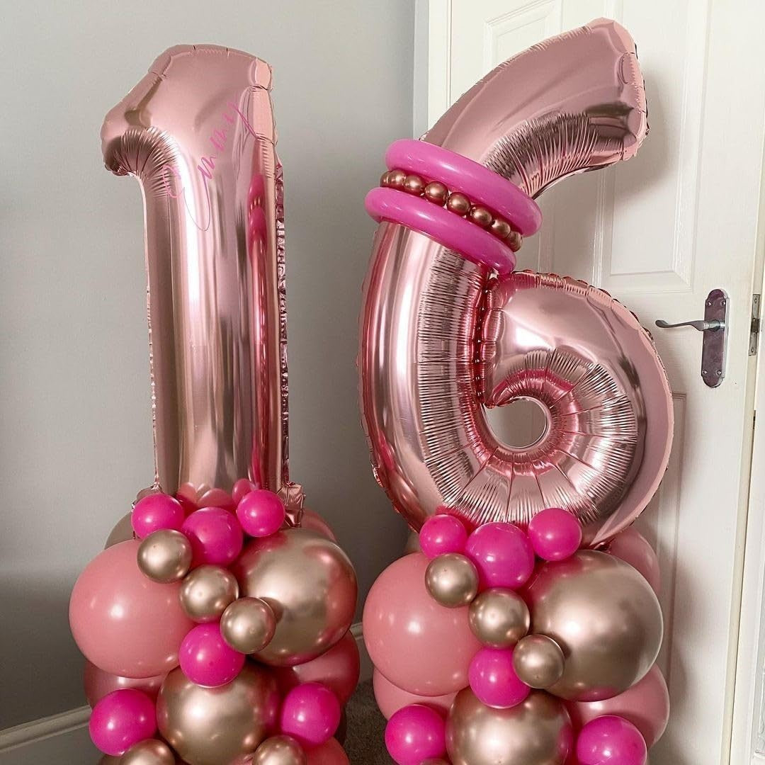 Balon din Folie Metalizata Flippy, Figurina Cifra, Tema Aniversare 100 cm, Ambalaj Individual, Pai inclus, Umflare cu Aer sau Heliu, Coral, Rose, Cifra 1-2
