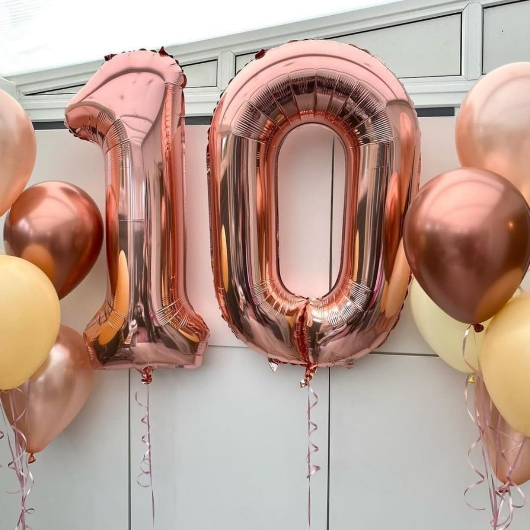 Balon din Folie Metalizata Flippy, Figurina Cifra, Tema Aniversare 100 cm, Ambalaj Individual, Pai inclus, Umflare cu Aer sau Heliu, Coral, Rose, Cifra 1-5