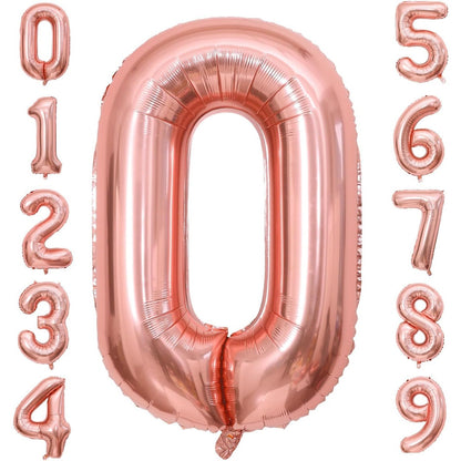 Balon din Folie Metalizata Flippy, Figurina Cifra, Tema Aniversare 100 cm, Ambalaj Individual, Pai inclus, Umflare cu Aer sau Heliu, Coral, Rose, Cifra 0-1