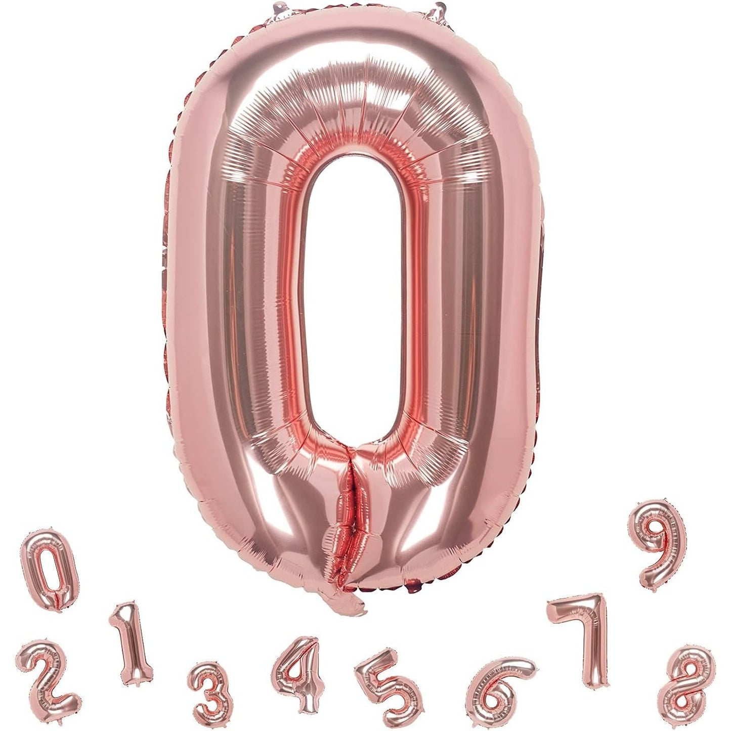 Balon din Folie Metalizata Flippy, Figurina Cifra, Tema Aniversare 100 cm, Ambalaj Individual, Pai inclus, Umflare cu Aer sau Heliu, Coral, Rose, Cifra 0-3