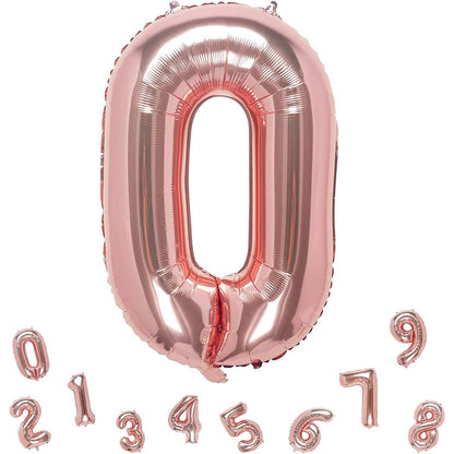 Balon din Folie Metalizata Flippy, Figurina Cifra, Tema Aniversare 100 cm, Ambalaj Individual, Pai inclus, Umflare cu Aer sau Heliu, Coral, Rose, Cifra 0-3